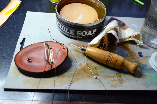 sewing a leather belt buckle