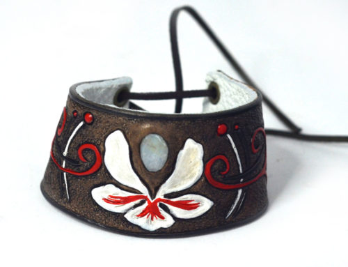 Orchid Moonstone Leather Cuff